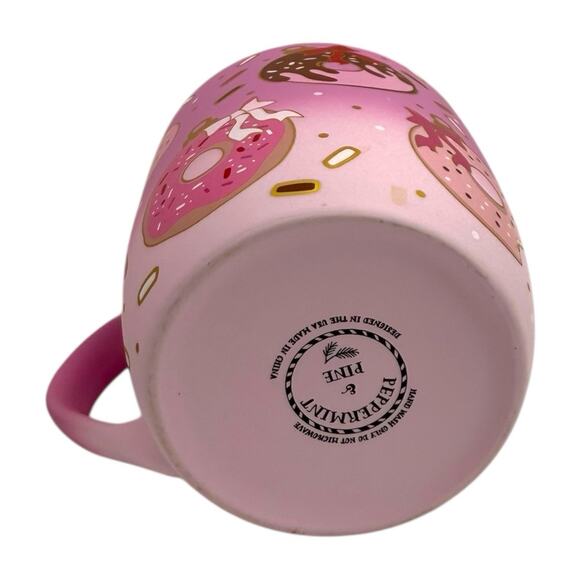 Peppermint & Pine Pink Donuts Soft Touch Coffee Cocoa Mug EUC Gift Fast Ship - Picture 7 of 8